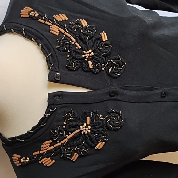 Rafaella Black and Tan Cardigan Sweater - Picture 2 of 7